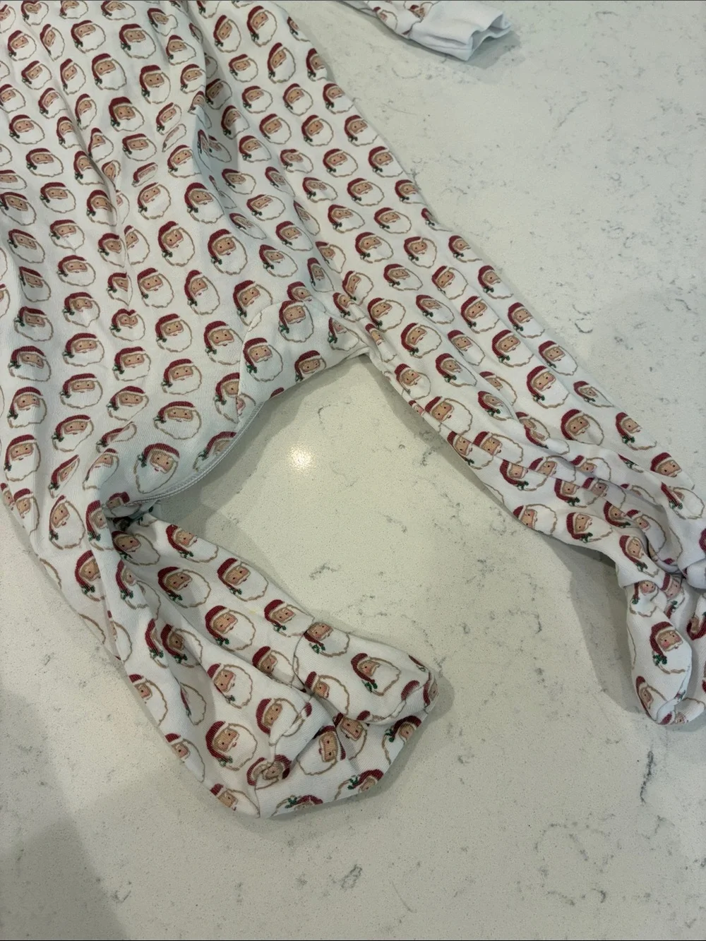 White Footed One-Piece with Red Santa Print - Kids